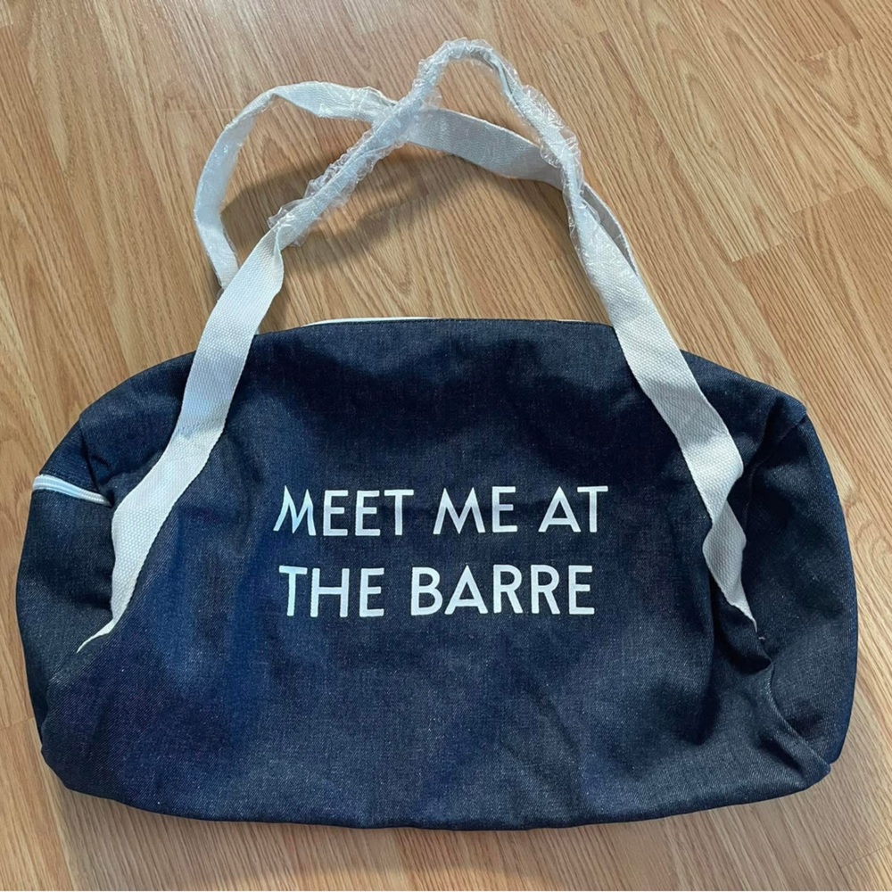 BNWOT DENIM GYM/DUFFLE BAG “MEET ME AT THE BARRE”